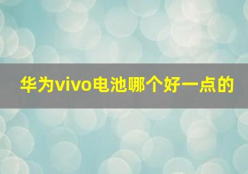 华为vivo电池哪个好一点的