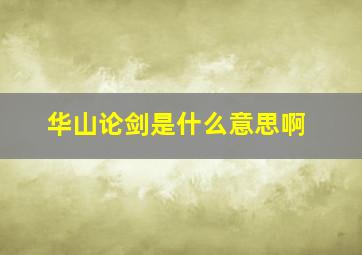 华山论剑是什么意思啊