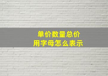 单价数量总价用字母怎么表示