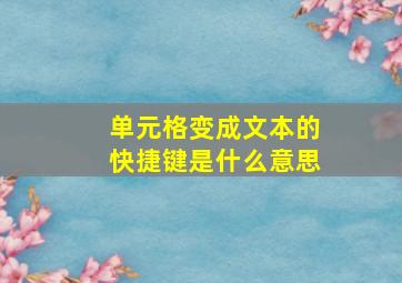 单元格变成文本的快捷键是什么意思