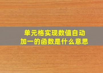 单元格实现数值自动加一的函数是什么意思