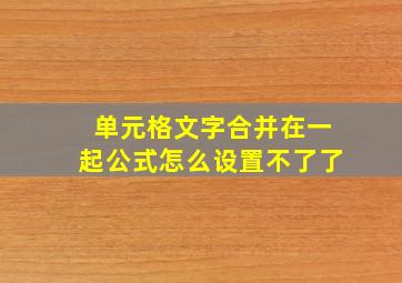 单元格文字合并在一起公式怎么设置不了了