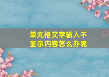 单元格文字输入不显示内容怎么办呢