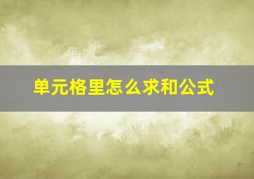 单元格里怎么求和公式