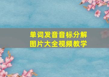 单词发音音标分解图片大全视频教学