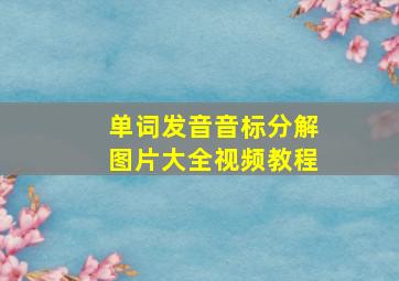 单词发音音标分解图片大全视频教程