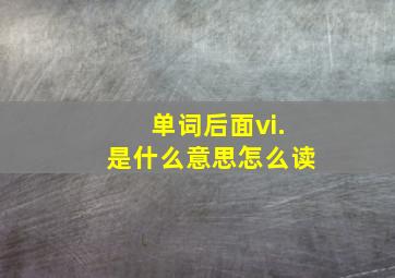 单词后面vi.是什么意思怎么读