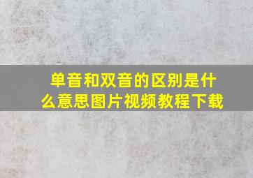 单音和双音的区别是什么意思图片视频教程下载