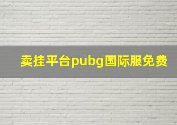 卖挂平台pubg国际服免费