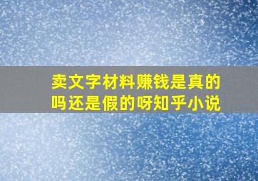 卖文字材料赚钱是真的吗还是假的呀知乎小说