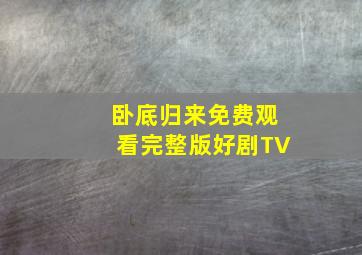 卧底归来免费观看完整版好剧TV