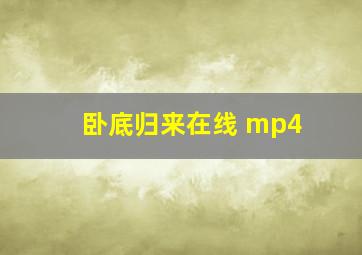 卧底归来在线 mp4