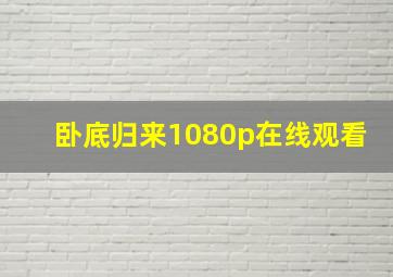 卧底归来1080p在线观看