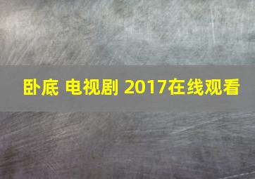 卧底 电视剧 2017在线观看