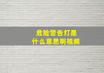 危险警告灯是什么意思啊视频