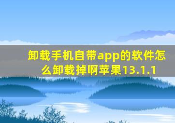 卸载手机自带app的软件怎么卸载掉啊苹果13.1.1