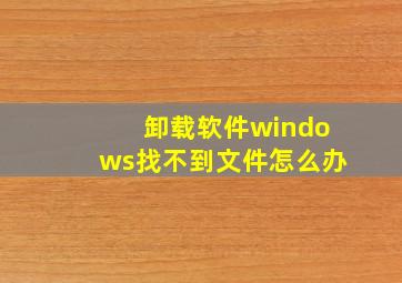 卸载软件windows找不到文件怎么办