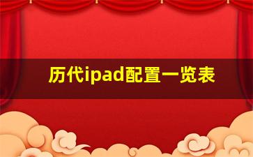 历代ipad配置一览表