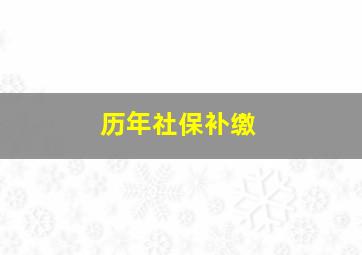 历年社保补缴