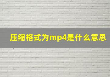 压缩格式为mp4是什么意思