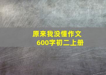 原来我没懂作文600字初二上册