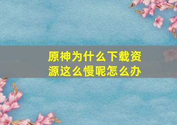 原神为什么下载资源这么慢呢怎么办