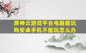 原神云游戏平台电脑能玩吗安卓手机不能玩怎么办