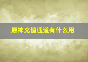 原神充值通道有什么用