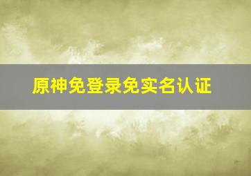 原神免登录免实名认证