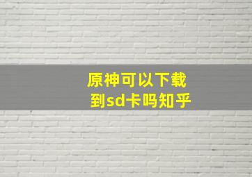 原神可以下载到sd卡吗知乎