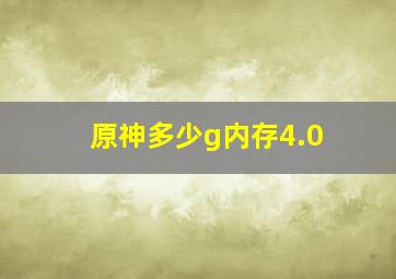 原神多少g内存4.0