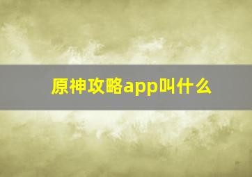 原神攻略app叫什么