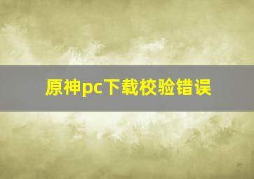 原神pc下载校验错误