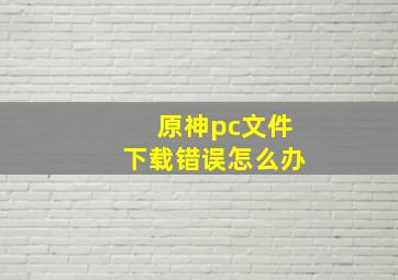 原神pc文件下载错误怎么办