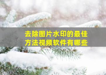 去除图片水印的最佳方法视频软件有哪些