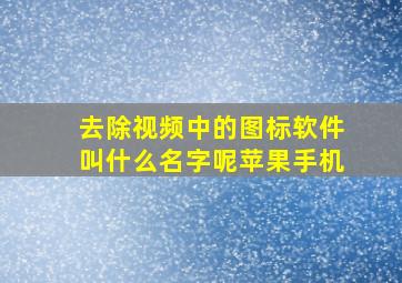 去除视频中的图标软件叫什么名字呢苹果手机