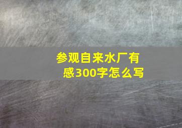 参观自来水厂有感300字怎么写