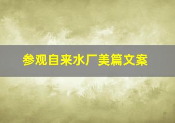 参观自来水厂美篇文案