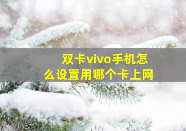 双卡vivo手机怎么设置用哪个卡上网