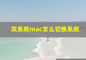 双系统mac怎么切换系统