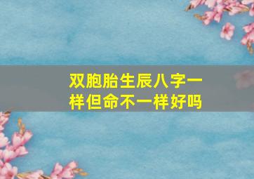 双胞胎生辰八字一样但命不一样好吗