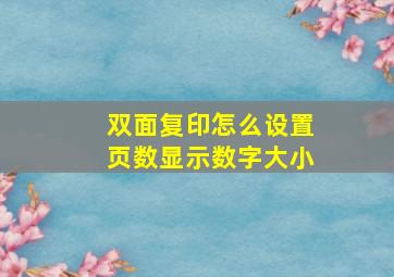 双面复印怎么设置页数显示数字大小