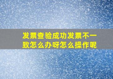 发票查验成功发票不一致怎么办呀怎么操作呢