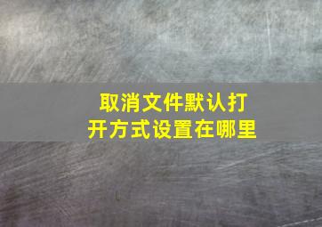 取消文件默认打开方式设置在哪里