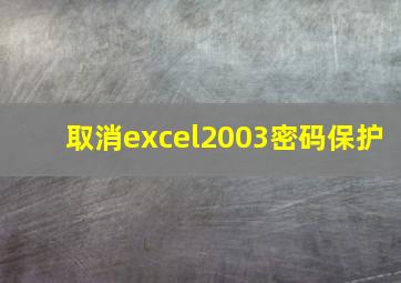 取消excel2003密码保护