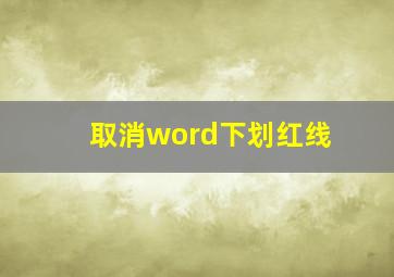 取消word下划红线