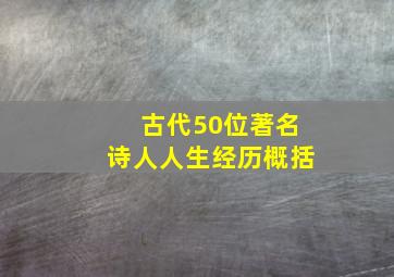 古代50位著名诗人人生经历概括