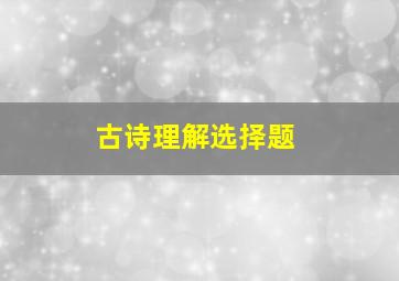 古诗理解选择题