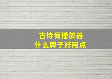 古诗词播放器什么牌子好用点