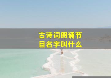 古诗词朗诵节目名字叫什么